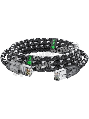 Патч-корд GCR PROF прямой 3.0m, UTP медь cat.6, STRONG черно-белый нейлон, ethernet high speed 10 Гбит/с, T568B, GCR-52778