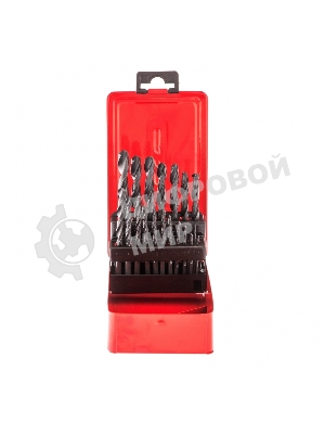 Набор сверл по металлу Sparta 1-10 мм (через 0,5 мм, 3,2, 4,8 мм), HSS, 21 шт, мет. бокс, цилин. хв.