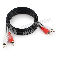 Кабель аудио Cablexpert CCA-2R2R-3M-N, 2xRCA/2xRCA, 3м, черный, пакет