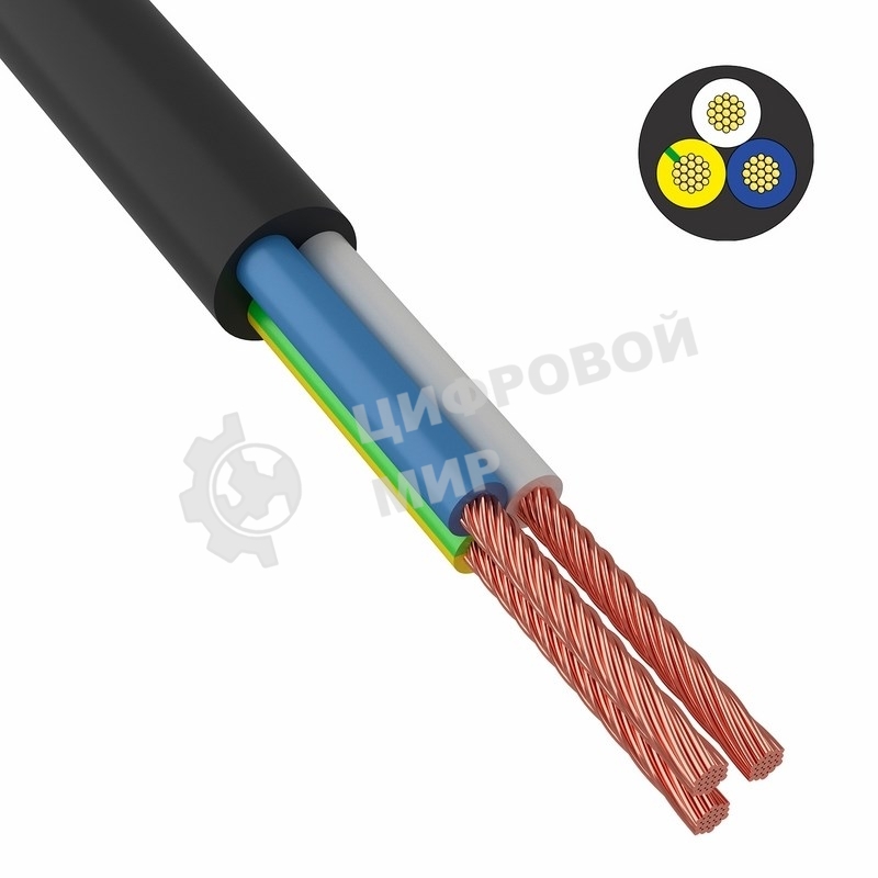 Провод соединительный ПВС 3x1,0 мм² 200 м черный ГОСТ 7399-97