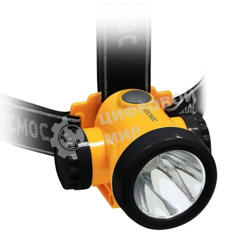 Фонарь светодиодный аккум. налобный Космос литиевый H3W 2 режима 3Вт LED 1.5А.ч зарядка от USB