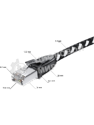 Патч-корд GCR PROF прямой 3.0m, UTP медь cat.6, STRONG черно-белый нейлон, ethernet high speed 10 Гбит/с, T568B, GCR-52778