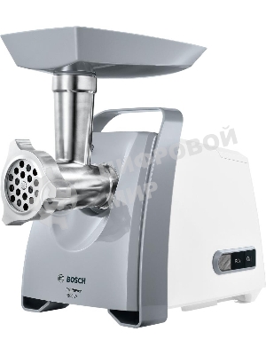 Мясорубка электрическая Bosch MFW 66020 белый/серый, 1800 Вт, 3.0 кг/мин, реверс, защита от перегрузки, насадки - 5