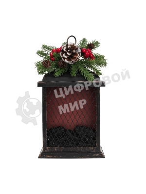 Светодиодный камин Neon-night Рождество с эффектом живого огня 15х14х26см, батарейки 2хС (не в комплекте) и USB, бронзовый