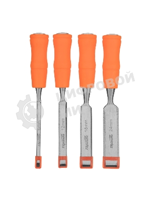 Набор стамесок Sparta 4 шт, 6-12-18-24 мм, плоские, пластиковые ударные рукоятки
