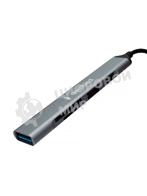 Кард-ридер Type-C/USB-A (3.1) Gembird 5в1: 2xUSB 2.0, USB3.1, SD/TF, кабель 10 см, алюминий