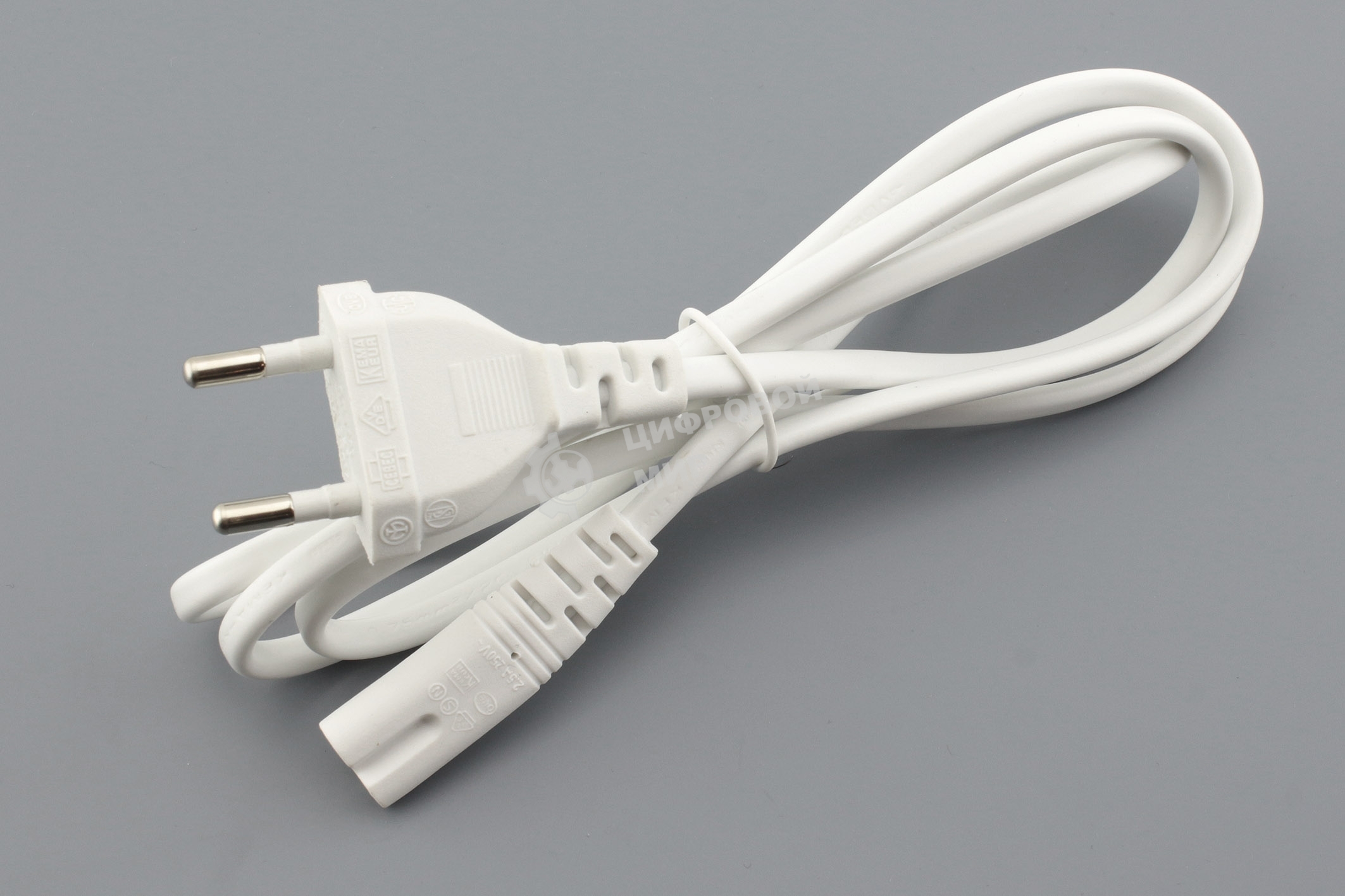 Кабель сетевой для блоков питания двухпиновый 1.2м (0,75мм) белый