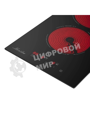 Варочная панель Monsher, High-Tech, Hi-Light, 30 см, 2 конфорки, 9 уровней мощности, сенсорное управление, автоматическое отключение, индикация остаточного тепла, таймер, черный