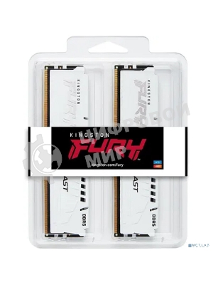 Оперативная память Kingston Fury Beast, DDR5, 32GB (2x16GB), 5200MHz, CL40, DIMM, с радиаторами, белый