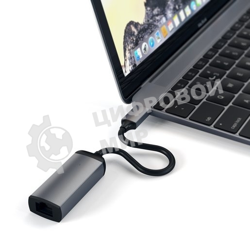 Адаптер Satechi Type-C to Gigabit Ethernet. Поддержка 10/100/1000Mbps Ethernet, серый космос