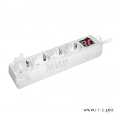 Удлинитель 4х5 м с заземл. 16А IP20 У04К с выкл. 2P+PE IEK WYP10-16-04-05-ZK-N