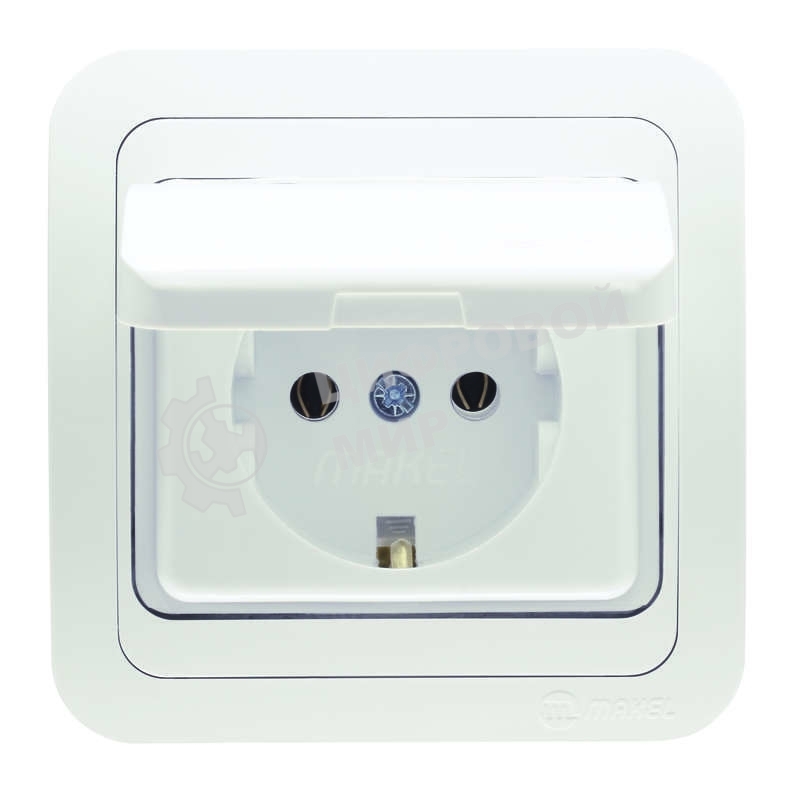 Розетка 1-м Makel СП Mimoza 16А IP20 с защ. крышкой бел./бел.