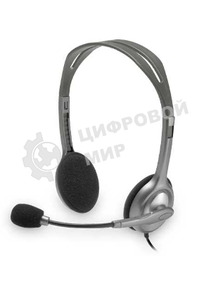 Гарнитура Logitech H110 серебристый, проводная, 3.5 мм