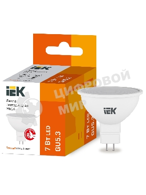 Лампа cветодиодная IEK LLE-MR16-7-230-30-GU5 ECO MR16 софит 7Вт 230В 3000К GU5.3