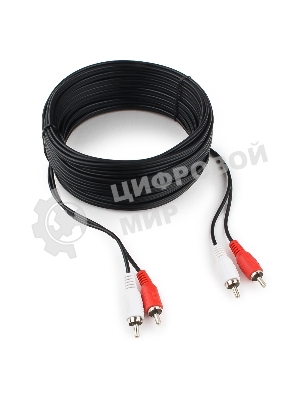 Кабель аудио Cablexpert CCA-2R2R-10M-N, 2xRCA/2xRCA, 10м, черный, пакет