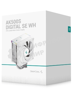 Кулер для процессора DEEPCOOL AK500S DIGITAL SE WH LGA20XX/1700/1200/115X/AM5/AM4 (12шт/кор, TDP 240W, PWM, Fan 120мм, 5 тепл. трубок, Copper Base, белый) RET (R-AK500S-WHADMN-GJD)