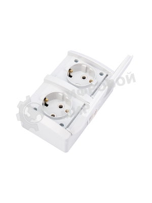 Блок горизонтальный 2 розетки Kranz INDUSTRIAL IP54 с заземлением, о/у, белый