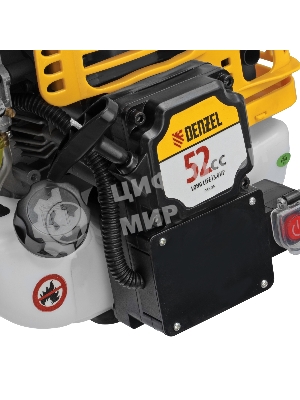 Триммер бензиновый Denzel DT-52E, 52 см3, неразъемная штанга, электростартер, состоит из 2 частей