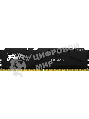 Оперативная память Kingston Fury Beast, DDR5, 32Gb (2x16GB), 6000MHz, CL30, DIMM, с радиатором, черный