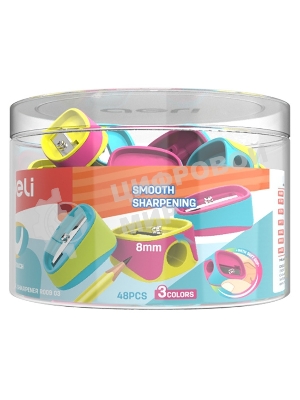 Точилка для карандашей ручная Deli ER00903 U-touch, 1 отверстие, пластик/резина ассорти, туба