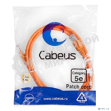 Шнур коммутационный Cabeus, Cat.5e, неэкр., U/UTP, RJ45/RJ45, LSZH, AWG24 1.5м, оранжевый