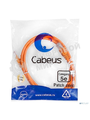 Шнур коммутационный Cabeus, Cat.5e, неэкр., U/UTP, RJ45/RJ45, LSZH, AWG24 1.5м, оранжевый