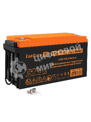 Аккумуляторная батарея ExeGate HRL 12-65 (12V 65Ah, болт М6)