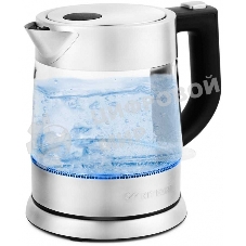 Чайник электрический Kitfort КТ-647 1л. 2200Вт нержавеющая сталь/черный (корпус: стекло)