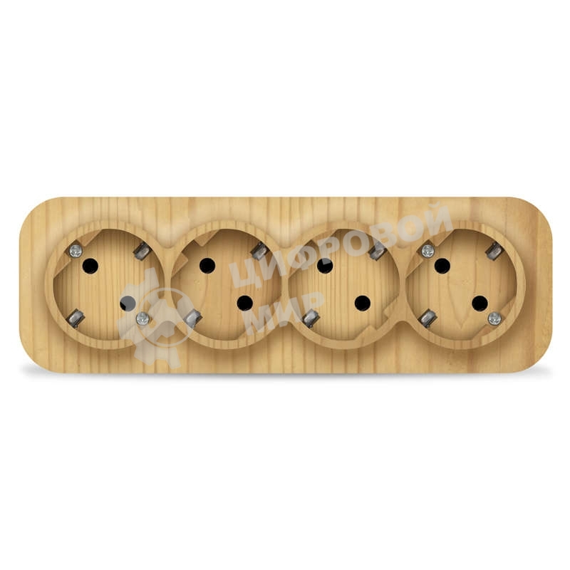 Розетка 4-м ОП 16А IP20 с заземл. сосна IONICH 1457