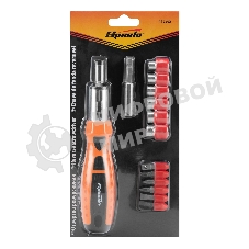 Отвертка реверсивная, биты, головки торцевые, 14шт., Sparta