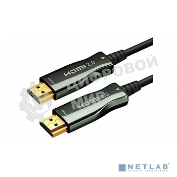 Кабель HDMI AOC-HM-HM-20M Wize, оптический, 20 м, 4K/60HZ, v.2.0, ARC, 19M/19M, черный, коробка