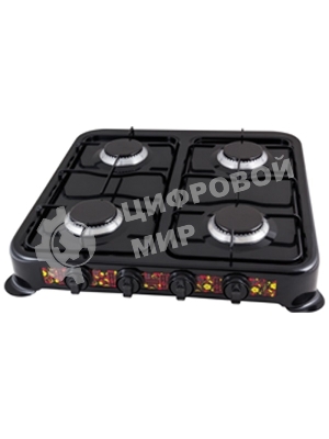 Плита настольная газовая Energy EN-004B чёрный, 6,4 кВт, газовая горелка, конфорки - 4, эмалированная сталь, поворотные переключатели