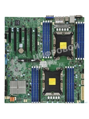 Материнская плата Supermicro MBD-X11DPI-N-B, LGA 3647, Intel C621, 16xDDR4, 14xSATA, 1xM.2, 6xPCI-E 3.0 (x16, x8), 2x 1Gb LAN, 1xVGA, 4xUSB-A 2.0, 3xUSB-A 3.2 Gen 1, 2xCOM, E-ATX, Bulk