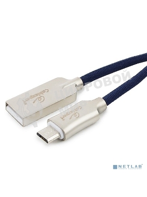 Кабель USB2.0 Cablexpert CC-P-mUSB02Bl-1M, AM/microB, серия Platinum, длина 1м, синий, блистер