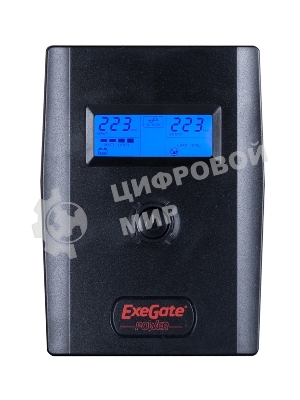 Источник бесперебойного питания ExeGate Power Smart ULB-800 LCD 800VA, черный, 2 евророзетки, USB