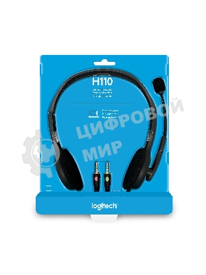 Гарнитура Logitech H110 серебристый, проводная, 3.5 мм
