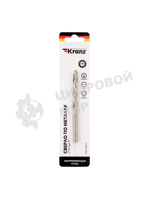 Сверло по металлу 8,0х117х75 мм HSS (1 шт. в упаковке) DIN 338 Kranz