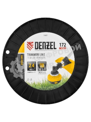 Леска для триммера Denzel двухкомпонентная, зубчатый квадрат, 2,4 мм х 172 м, на DIN кат. EXTRA CORD