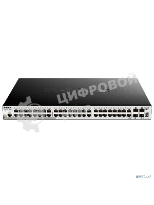 Kоммутатор D-Link DGS-1510-52XMP/A2A PROJ Управляемый L2+ стекируемый с 48 портами 10/100/1000Base-T и 4 портами 10Gbase-X SFP+ (48 портов PoE 802.3af/at, PoE-бюджет 370 Вт; 740 Вт с DPS-700)