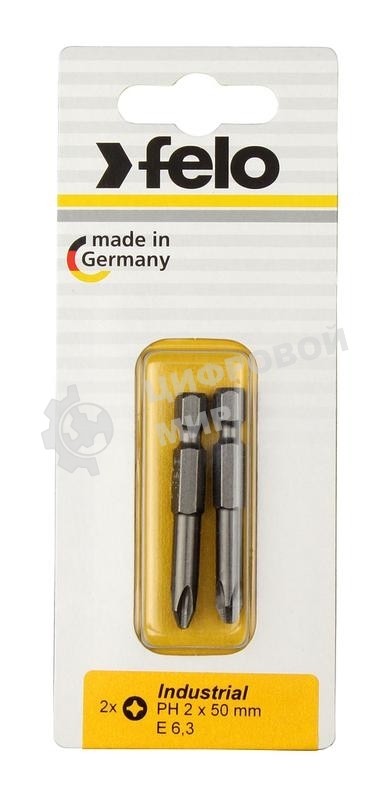 Бита крестовая PH 2х50 серия Industrial (уп.2шт) в блистере Felo 03202536