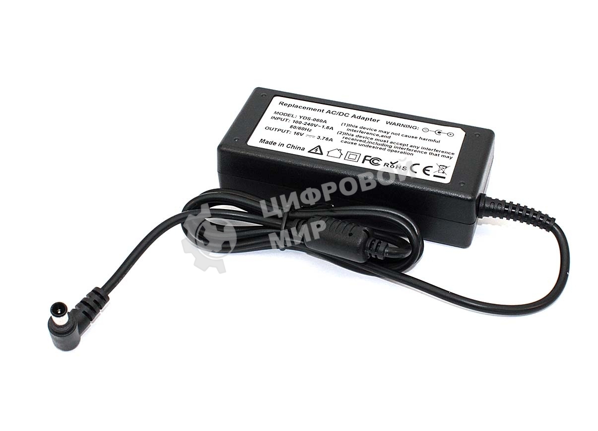Блок питания (сетевой адаптер) для ноутбуков Sony 16V 3.75A 6.5x4.4мм OEM