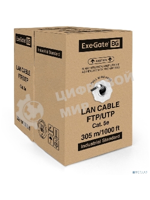 Кабель Exegate FTP 4 пары кат.5e, медь, экран, внешн. прокладка, без троса, бухта 305м, черный, PE