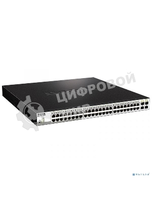 Коммутатор настраиваемый D-Link DGS-1210-52MPP/E2A PROJ WebSmart с 48 портами 10/100/1000Base-T и 4 портами 1000Base-X SFP (порты 1-48 с поддержкой PoE 802.3af/802.3at (30 Вт), PoE-бюджет 740 Вт)