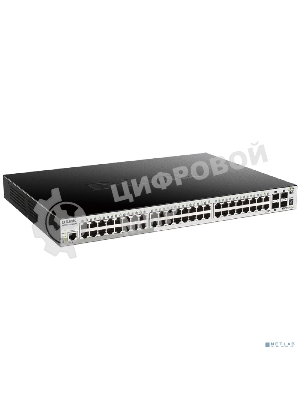 Kоммутатор D-Link DGS-1510-52XMP/A2A PROJ Управляемый L2+ стекируемый с 48 портами 10/100/1000Base-T и 4 портами 10Gbase-X SFP+ (48 портов PoE 802.3af/at, PoE-бюджет 370 Вт; 740 Вт с DPS-700)