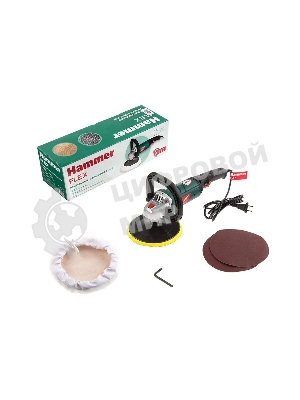 Машина шлифовальная угловая Hammer Flex USM1200P 1200Вт 600-3500об/мин тарелка 180мм, полировальная