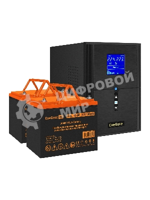 Комплект Источник бесперебойного питания EX295989RUS + батарея 80Aч EX285654RUS 2шт (инвертор, синус, для котла) ExeGate SineTower SZ-2000.LCD.AVR.3SH.1C13.USB <2000VA/1600W, чистый синусоида, LCD дисплей, AVR, 3*Schuko+1*C13, USB, линейно-интерактивный, Black> + батарея ExeGate HRL 12-80 (12В, 80Ач) 2шт