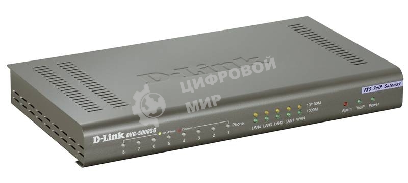 Интернет-телефония D-Link DVG-5008SG/A1A Голосовой шлюз с 8 FXS-портами, 1 WAN-портом 10/100/1000Base-T и 4 LAN-портами 10/1000Base-T