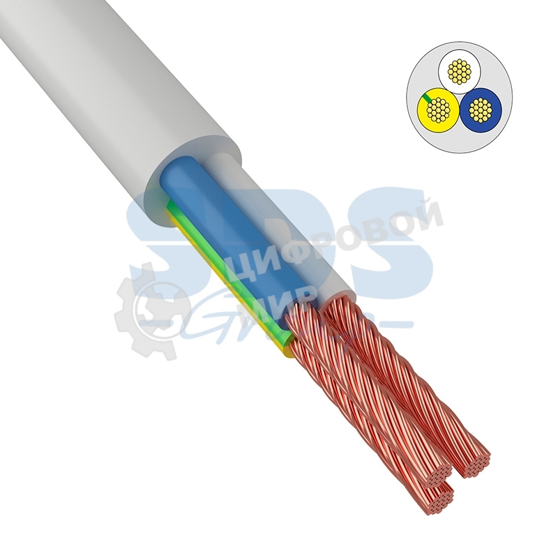 Провод соединительный ПВС 3x0,75 мм² 200 м белый ГОСТ 7399-97