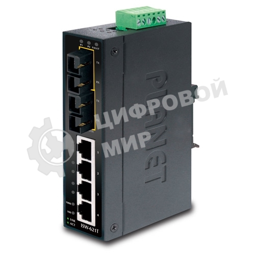 Коммутатор для монтажа в DIN рейку PLANET Technology ISW-501T IP30 Slim Type 5-Port Industrial Fast Ethernet Switch (-40 to 75 degree C)