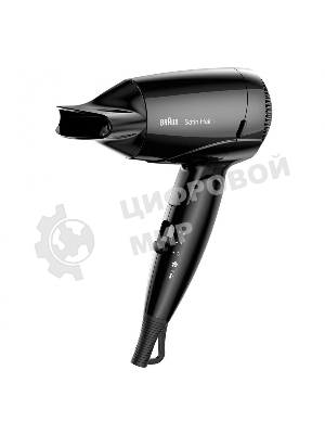 Фен Braun Satin Hair 1 Style&Go HD130 черный, 1200 Вт, компактный